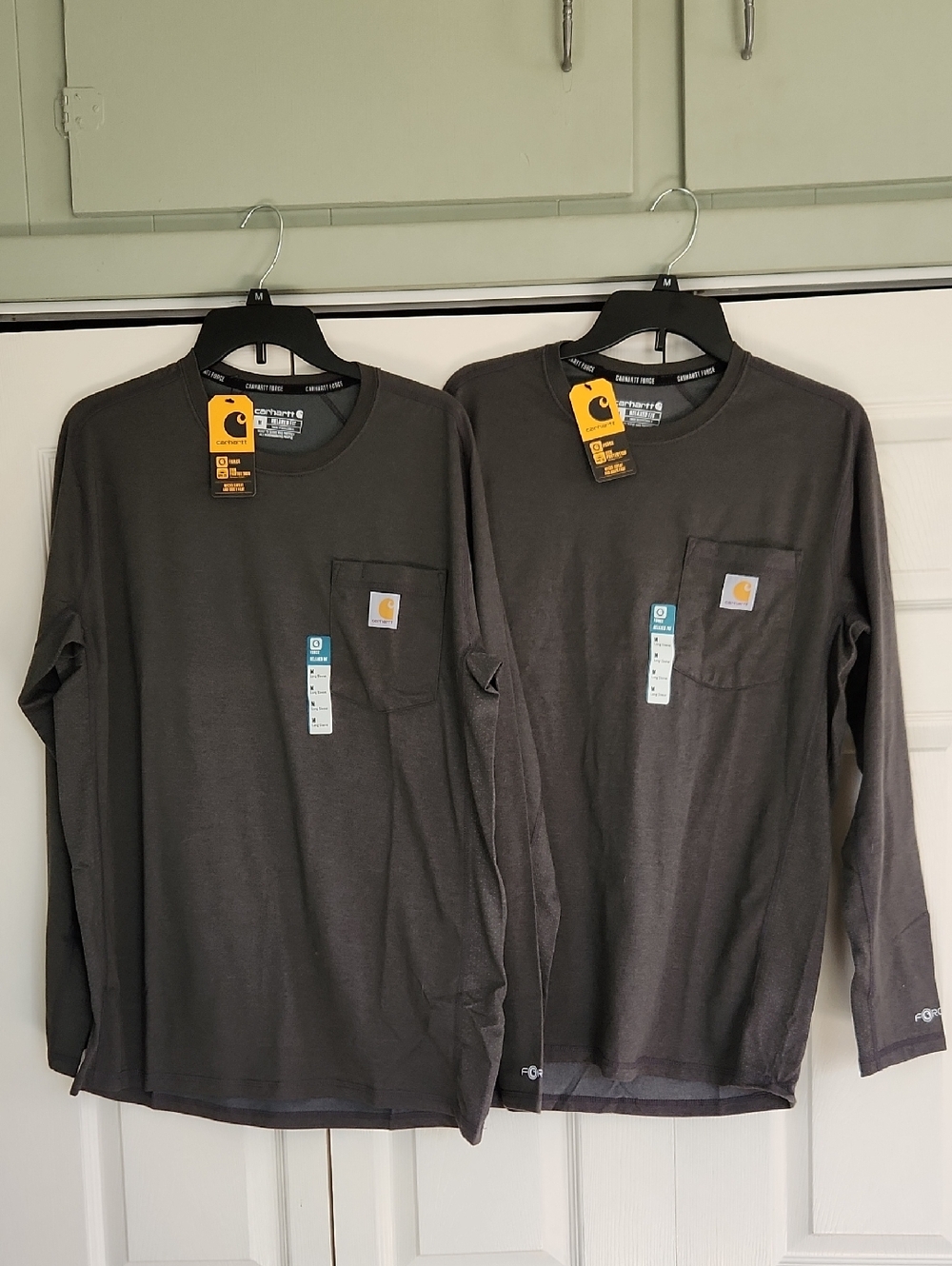 Lot of 2 NWT Carhartt Men's Long Sleeve Pocket Tee - Charcoal Gray